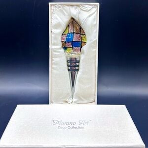 Vintage Murano Glass Art Collection Wine Bottle Stopper in Original Gift Box
